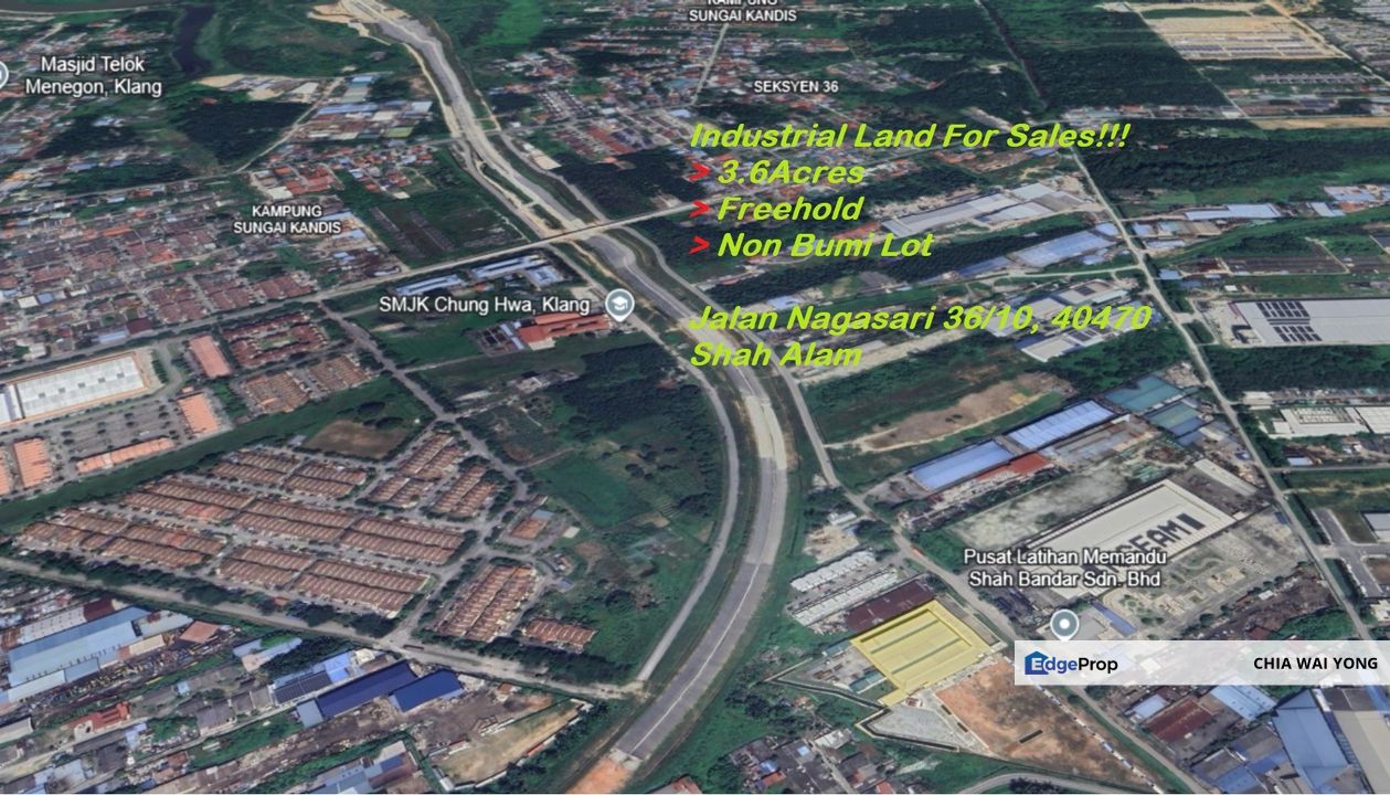 [Sales - Rm70 psf]  4 Acres Agriculture Land (Zoning Industrial) Kampung Jawa , Shah Alam, Selangor, Shah Alam