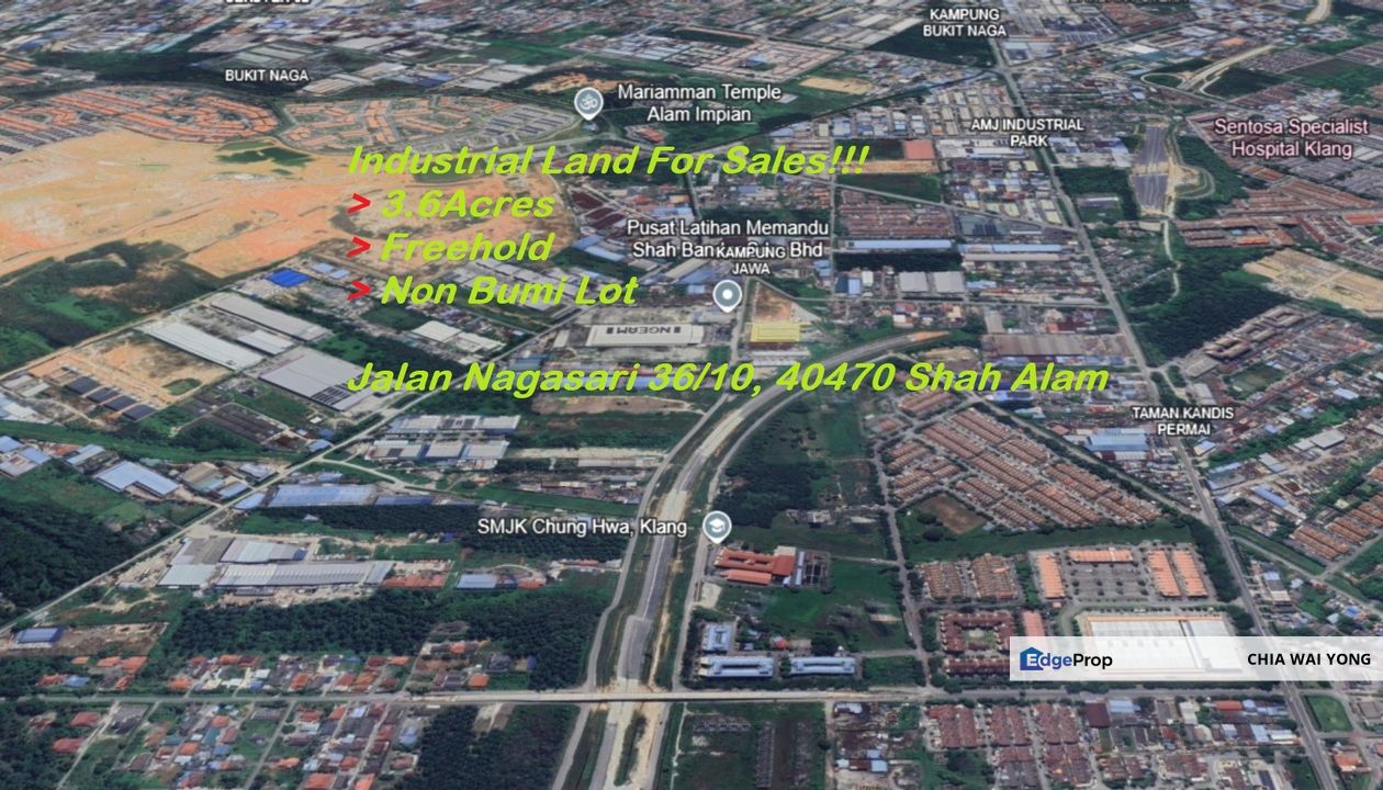 [Sales - Rm70 psf]  4 Acres Agriculture Land (Zoning Industrial) Kampung Jawa , Shah Alam, Selangor, Shah Alam
