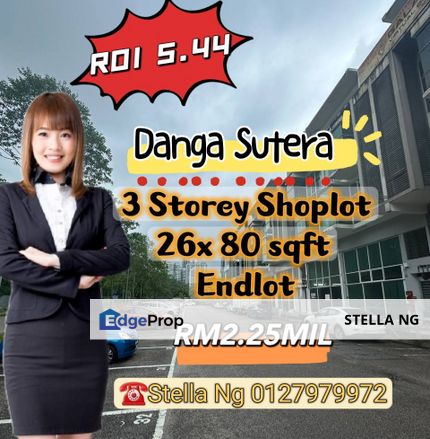 ROI return 5.44 % Danga Sutera 3 Storey Shop Lot For Sale 🔹, Johor, Skudai