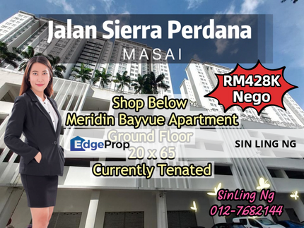 Below Meridin Bayvue Apartment Ground Floor Shop /  20x65 / Tenated / Freehold, Johor, Masai