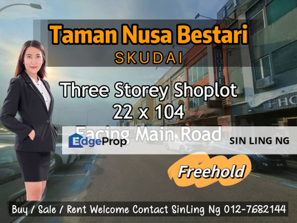 Taman Nusa Bestari Skudai Iskandar Puteri Johor Three Storey Shoplot Facing Main Road, Johor, 