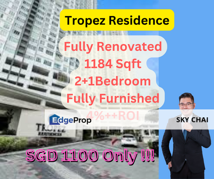 High Floor Balcony 2+1Bedroom Fully Furnised WIth Renovated@Tropez Residence,Danga Bay, Johor, Johor Bahru