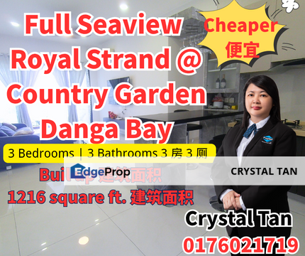  🔥🔥🔥Full SEAVIEW 又来多一间海景面向海边 🏖️ 3 房 3 廁 单位，靠近CIQ关口 JB Town Country Garden Danga Bay🔥🏖️💓, Johor, Johor Bahru
