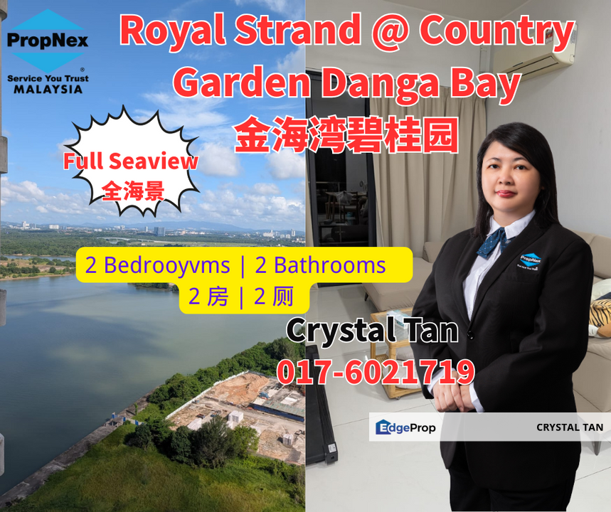 Full Seaview 全海景 Royal Strand @ Country Garden Danga Bay 2 Bedroom 2 Bathroom, Johor, Johor Bahru