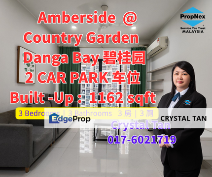 SUPER CHEAP! 2 CAR PARK Below Bank Value‼️🔥🔥 For Sale Amberside Country Garden Danga Bay 3 Bedrooms 3 Bathrooms, Johor, Johor Bahru