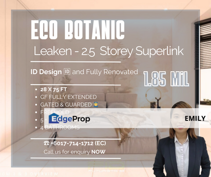 Eco Botanic Leaken 2.5 Storey Superlink with ID Design Looking to Sale , Johor, Nusajaya