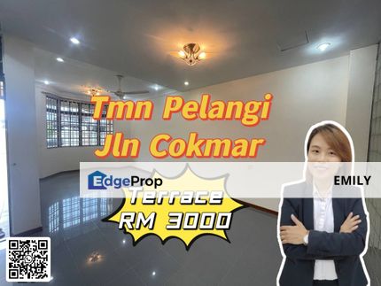 Tmn Pelangi Jln Cokmar 2 Storey Terrace House with 5 Bedrooms Partial Furnished Unit For Rent 🤩🤩, Johor, Johor Bahru
