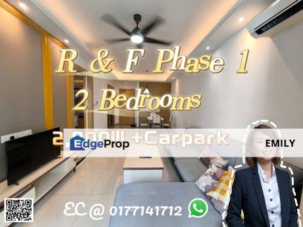 R&F Princess Cove Phase 1 - 2 Bedrooms FULLY Furnished with Carpark Unit For Rent 🎏 🎏 公主湾 第一期2房1卫 出租 🔥 🔥 , Johor, Johor Bahru