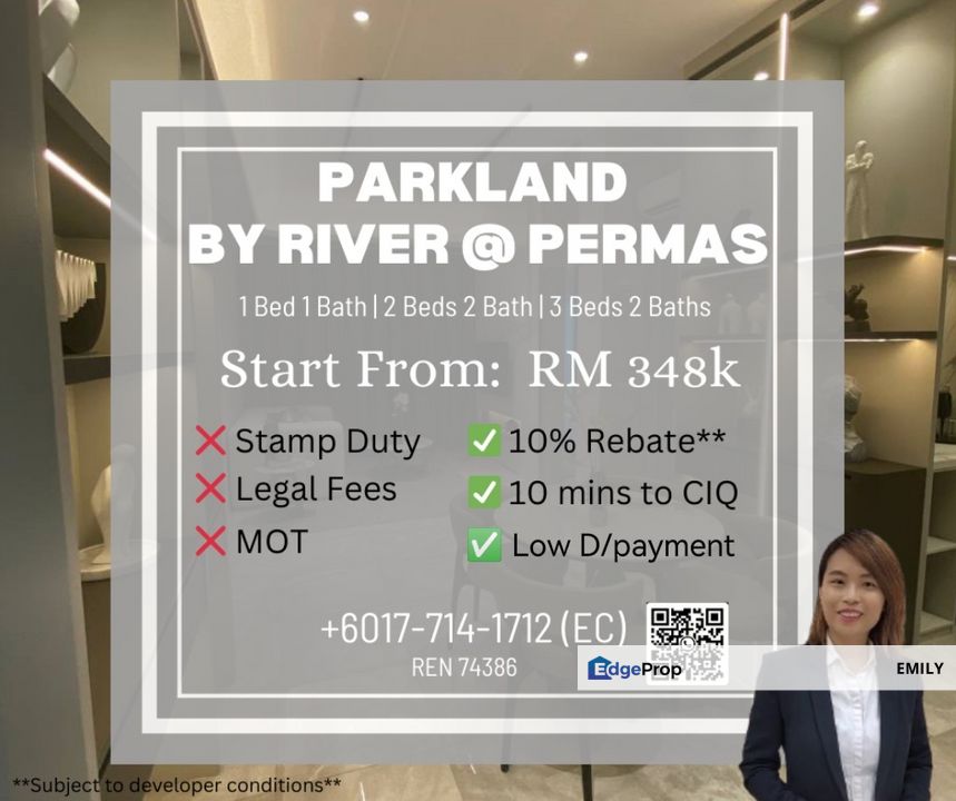 Parkland By The River Permas Jaya BRAND NEW 🆕 Apartment OPEN FOR SALE 🔔 🔔 🔔 NO BOOKING FEES REQUIRED  Beside Permas Bridge, Johor, Permas Jaya/Senibong