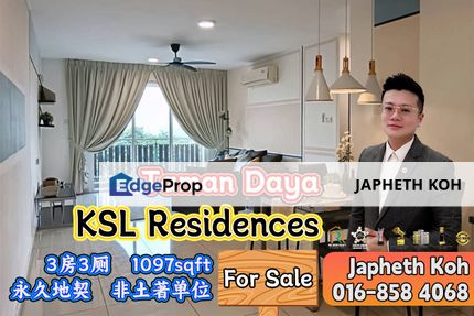 KSL Residences 3 Bedroom Unit - Taman Daya For Sale, Johor, Johor Bahru