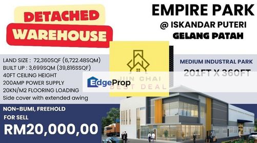 Big Land Single Storey Ware House Gated Guarded Empire Park  Gelang Patah, Johor, Gelang Patah