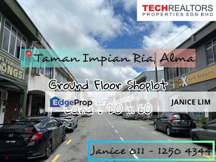 Taman Impian Ria Ground Floor Unit Shoplot For Rent, Penang, Alma