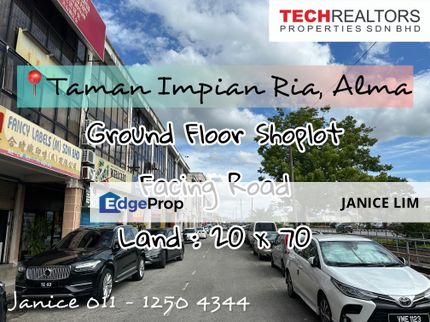 Taman Impian Ria Ground Floor Shoplot Facing Road For Rent, Penang, Alma