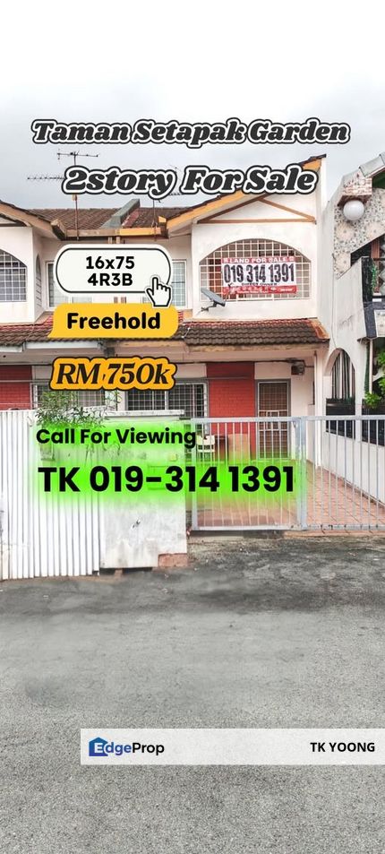 Taman Setapak Garden 2 Storey Terrace House For Sale, Kuala Lumpur, Setapak