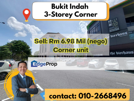 Bukit Indah 3storey Corner Shoplot Face Main Road For Sale, Johor, Johor Bahru