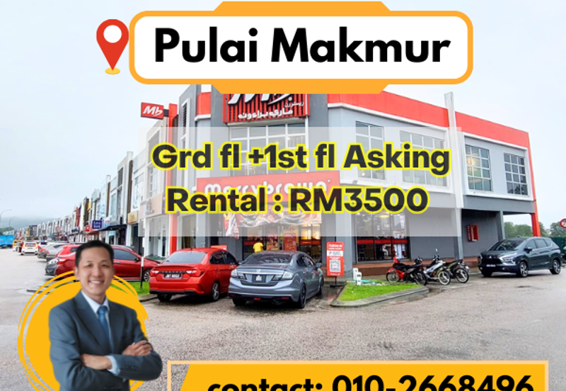 Pulai Makmur Face Main Road 2-storey Shoplot