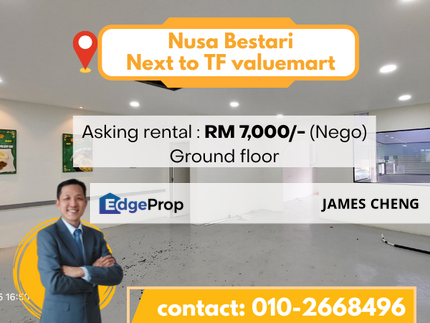  Nusa Bestari 3storey shoplot Grd fl for Rent, Johor, 