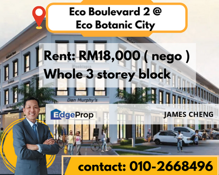 Eco Boulevard 2 @ Eco Botanic City Unblock 3storey Shop office Whole Block for Rent, Johor, 