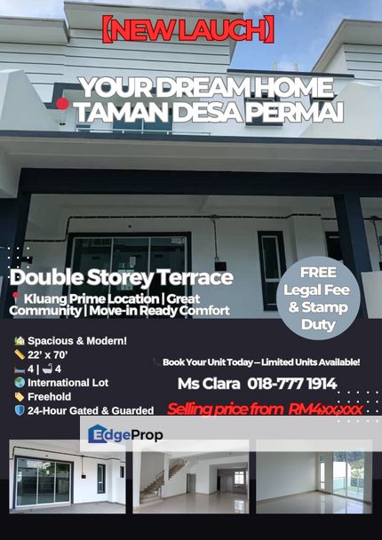 Taman Desa Permai @ Kluang Double Storey Terrace House for Sale, Johor, Kluang