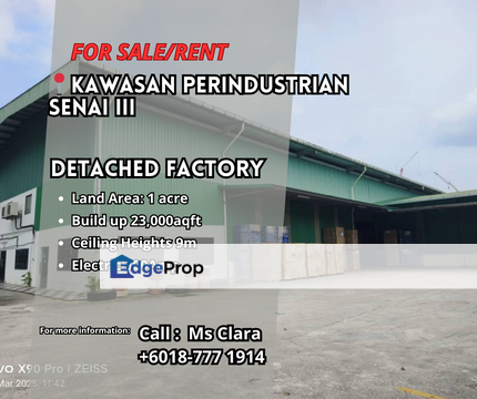 Kawasan Perindustrian Senai III Detached Factory for Sale, Johor, Senai