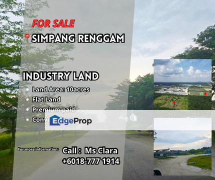 Simpang Renggam 10acres Industry Land for Sale, Johor, Kluang