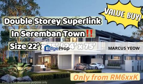 New Double Storey with 22 x 75 & 24 x 75 at Seremban Town , Limited Unit, Negeri Sembilan, Seremban