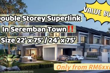 New Double Storey with 22 x 75 & 24 x 75 at Seremban Town , Limited Unit
