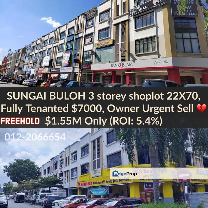 Sungai Buloh 3 storey shoplot Freehold for sale, Selangor, Sungai Buloh