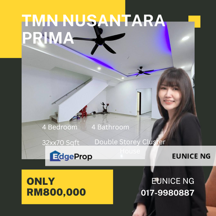 Taman Nusantara Prima - Double Storey Cluster House For Sale (Fully Renovated), Johor, Nusajaya