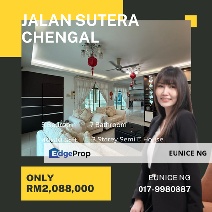 Jalan Sutera Chengal, Taman Sutera Utama - 3 Storey Semi-D For Sale, Johor, Skudai