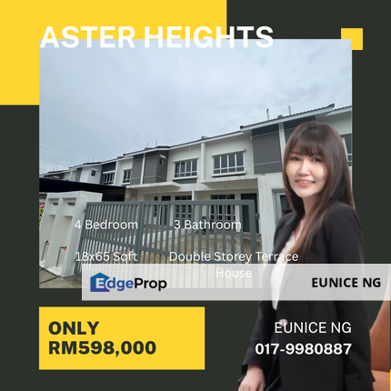 Aster Heights - Gelang Patah Unblock Double Storey Terrace House 18x65Sqft, Johor, Johor Bahru
