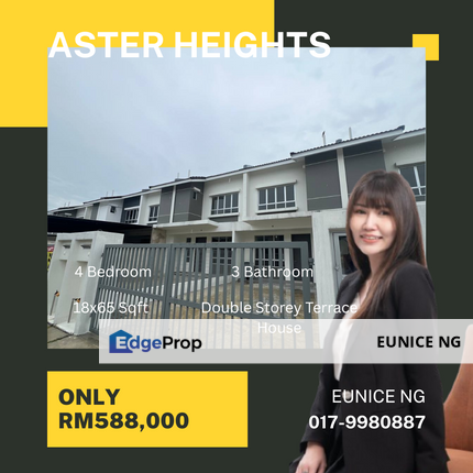 Aster Heights - Gelang Patah Unblock Double Storey Terrace House 18x65Sqft, Johor, Johor Bahru