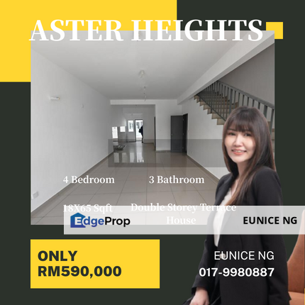 Aster Heights @ Double Storey Terrace House 18xx65Sqft (New Bare Unit), Johor, Johor Bahru