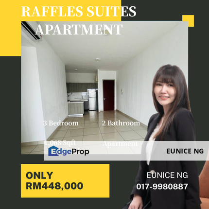 Raffles Suites Apatment (Corner) 3Bedroom 2Bathroom 1,068Sqft, Johor, Skudai