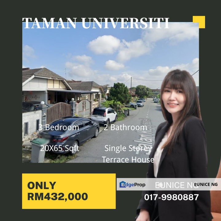 Taman Universiti - Single Storey Terrace House 20x65Sqft, Johor, Skudai
