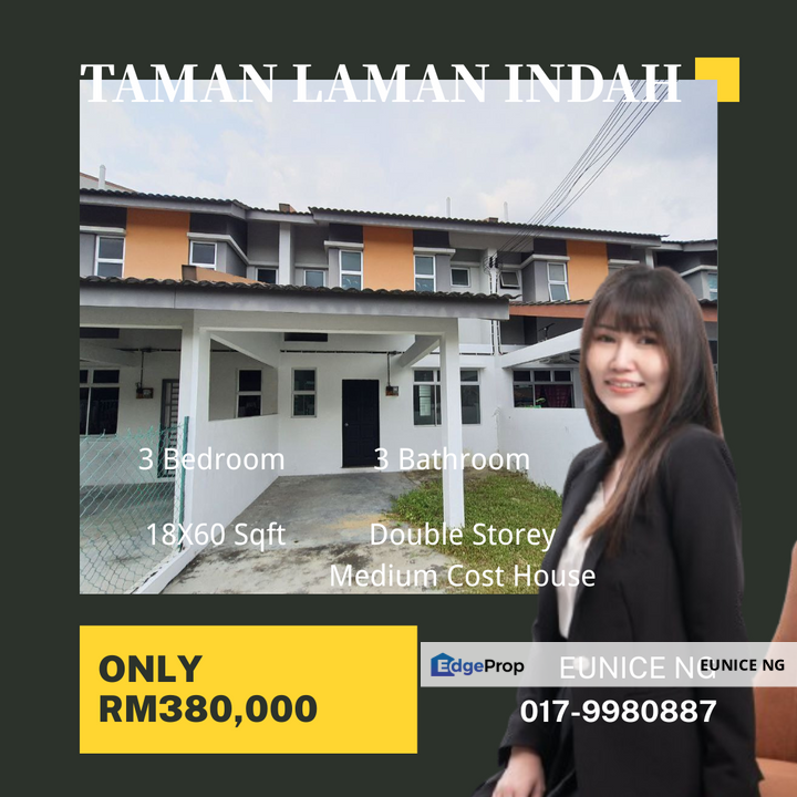 Taman Laman Indah, Kangkar Pulai - Double Storey Medium Cost House 18x60Sqft, Johor, Skudai