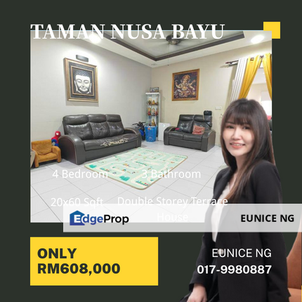 Taman Nusa Bayu - 20x60Sqft End Lot Double Storey Terrace House, Johor, Nusajaya