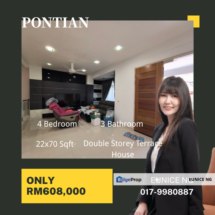 Taman Bakek Jaya, Pontian - 22x70Sqft Double Storey Terrace House, Johor, Pontian