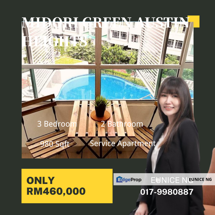 Midori Green Austin Heights - 980Sqft Fully Furnish, Johor, Johor Bahru
