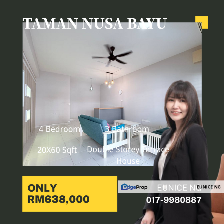 Taman Nusa Bayu - 20x60Sqft Double Storey Terrace House, Johor, Nusajaya