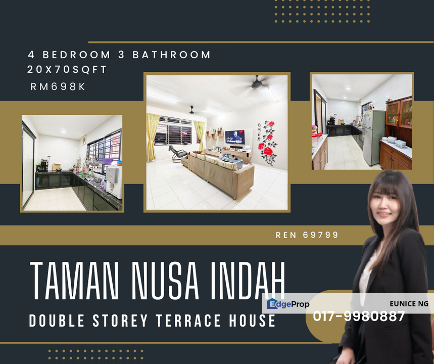 Taman Nusa Indah - Double Storey Terrace House For Sale, Johor, Nusajaya