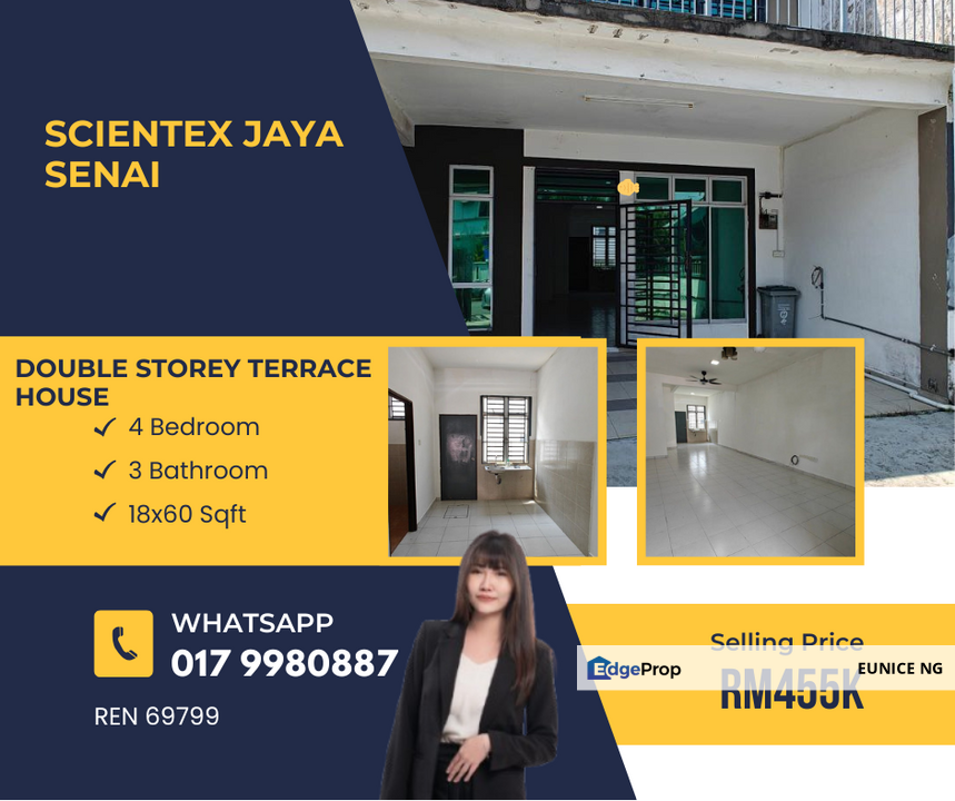 Scientex Jaya, Senai - 18x60Sqft Double Storey Terrace House, Johor, Senai