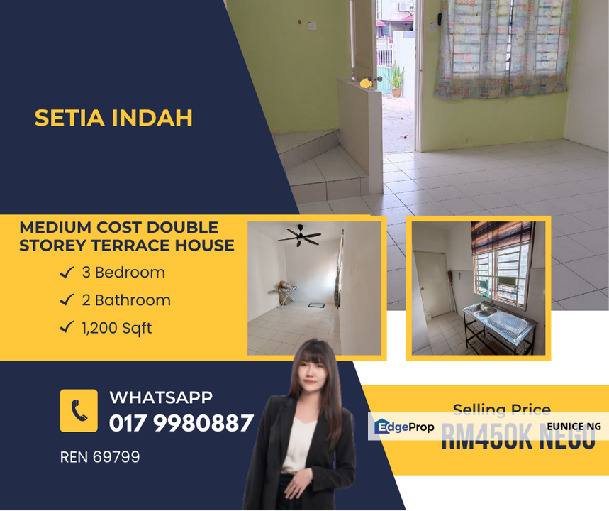 Taman Setia Indah - Medium Cost Double Storey Terrace House, Johor, Johor Bahru