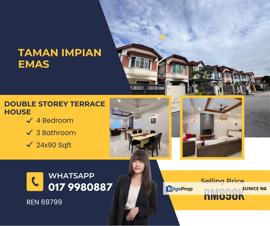 Taman Impian Emas - Good Condition Double Storey Terrace House For Sale, Johor, Skudai