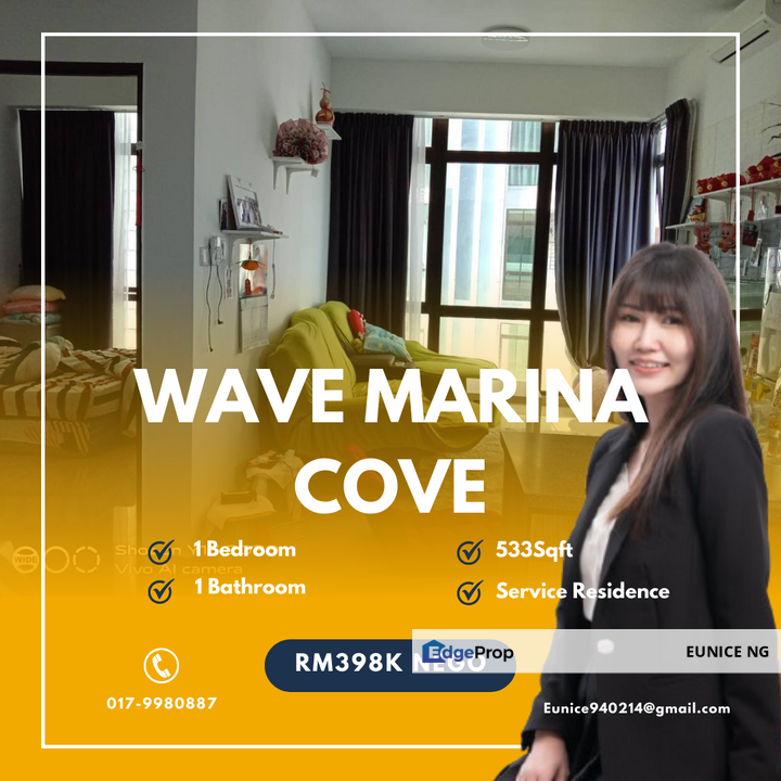 Wave Marina Cove @ 1 Bedroom 1 Bathroom Unit For Sale, Johor, Johor Bahru