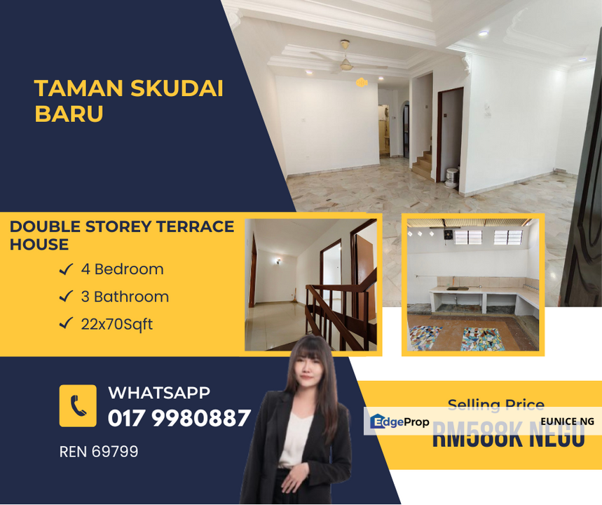 Jalan Hang Tuah, Taman Skudai Baru - Double Storey Terrace House For Sale, Johor, Skudai