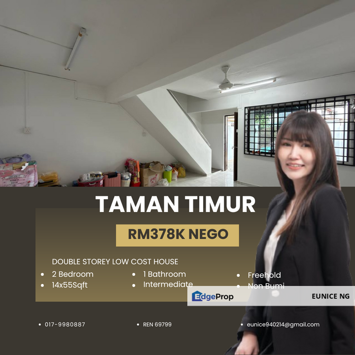 Taman Timur @ Skudai - 14x55Sqft Double Storey Low Cost House For Sale, Johor, Skudai