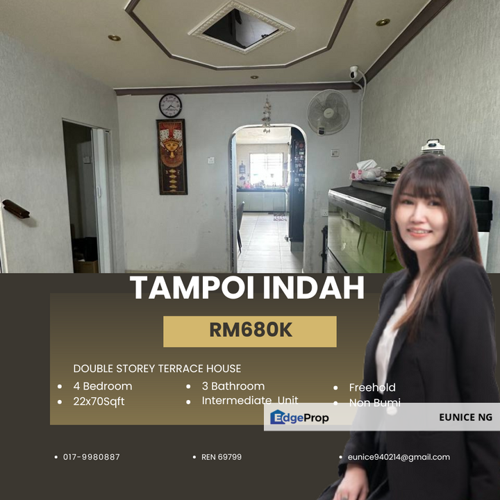 Taman Tampoi Indah - For Sale Unblock Double Storey Terrace House, Johor, Tampoi
