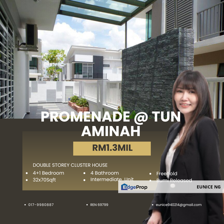 Promenade @ Tun Aminah 皇后花园 Double Storey Cluster House For Sale, Johor, Skudai