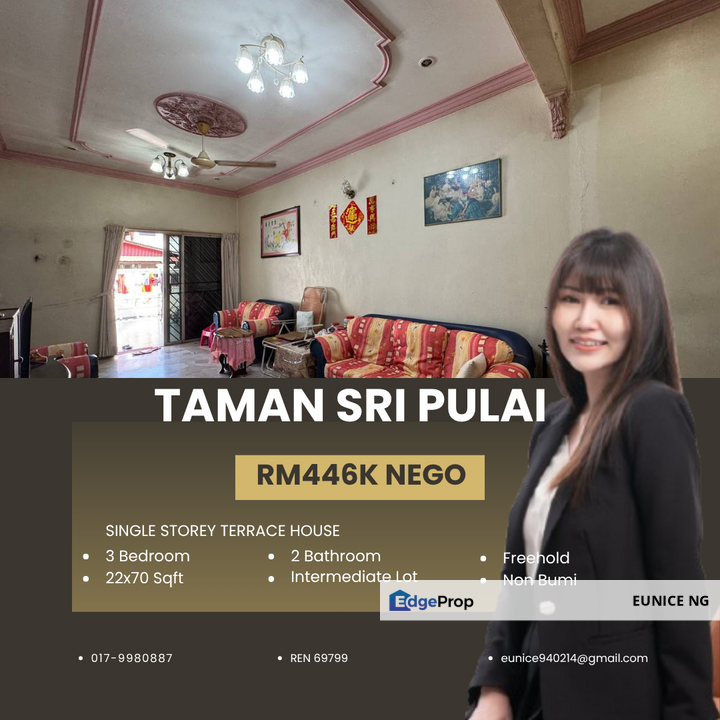 Taman Sri Pulai - For Sale 22x70Sqft Fully Extended Single Storey Terrace House, Johor, Skudai